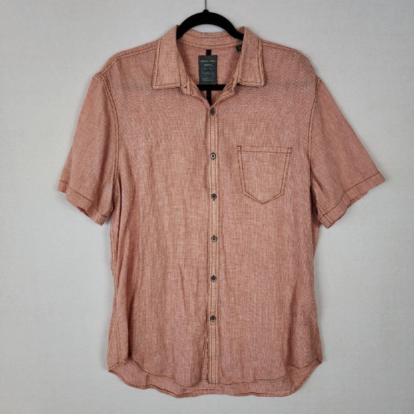 Cooper Jones Supply Linen Cotton Casual Button Down Rust Orange Size Large - Picture 1 of 7